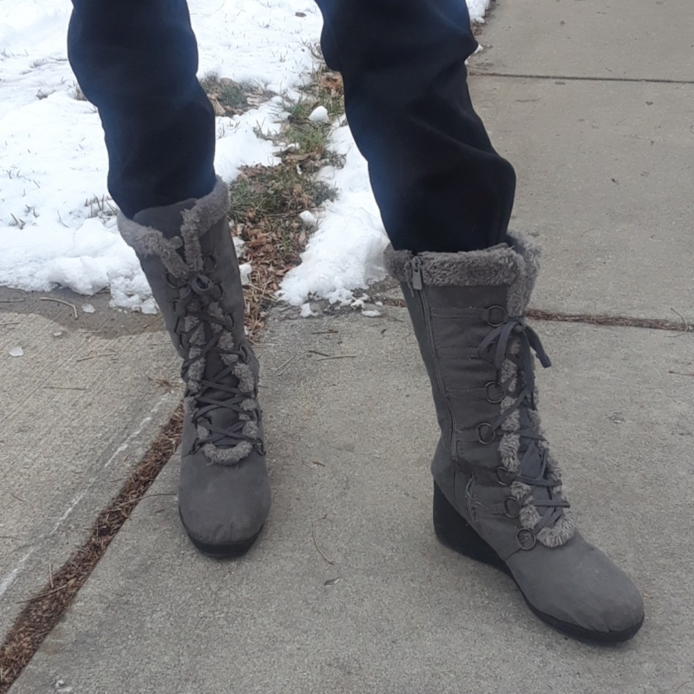 Suede Tie Up Boots